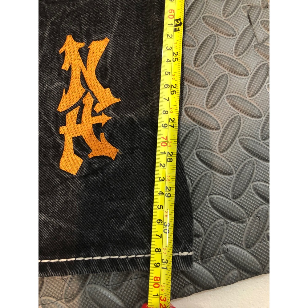 Ninth Hall Ambush Jeans Sz 44 Black Embroidered Cross Baggy Jeans Y2K Streetwear - Picture 3 of 9